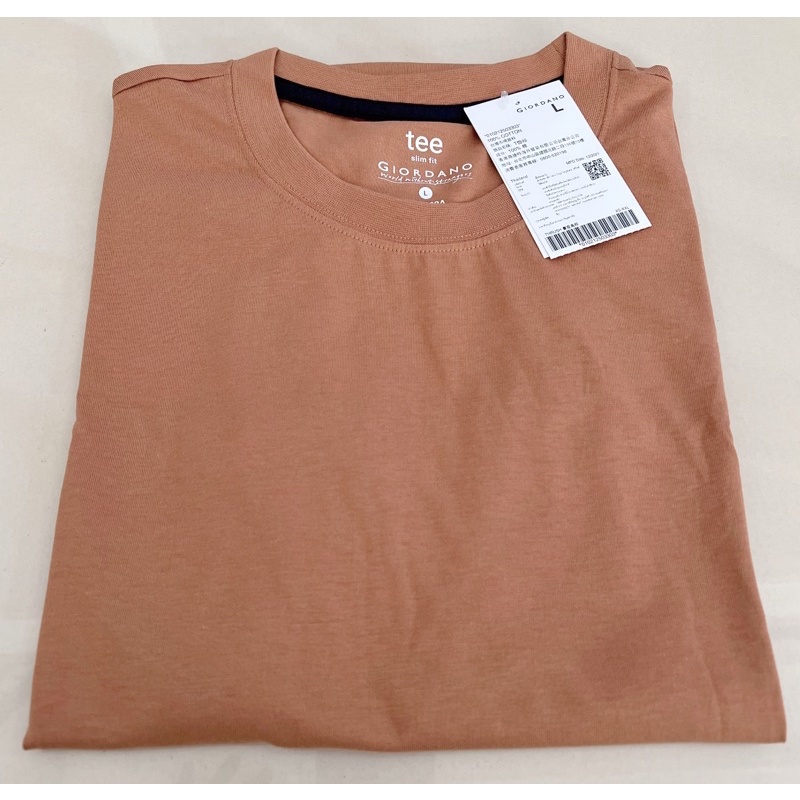 GIORDANO Original Crew Neck Tee Kaos Oblong Katun Polos Pria - Brown Orange Coklat Oranye