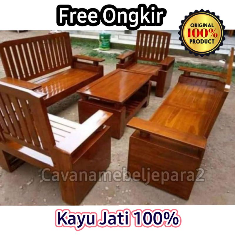 Jual Kursi Meja Tamu Kayu Jati Modern Minimalis Formasi 3211 | Shopee ...