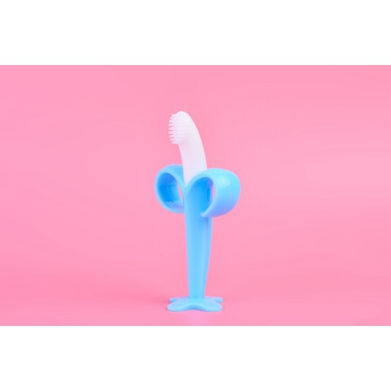 LYSASHOP - GIGITAN BAYI MAINAN TEETHER BENTUK JERAPAH BUAH - BUAHAN dan SIKAT GIGI PISANG-BANANA BIRU