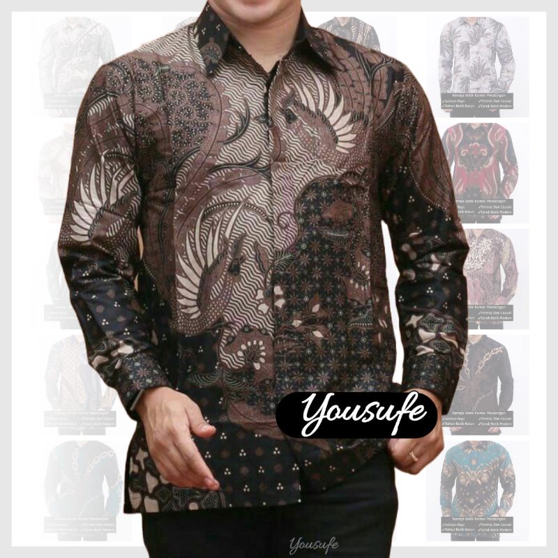 Kemeja Batik Pria Lengan Panjang Kerja Katun Halus Motif Cicak Rowo Hitam Bagus Nyaman Tidak Luntur Kode Cicak Rowo Shopee Cod