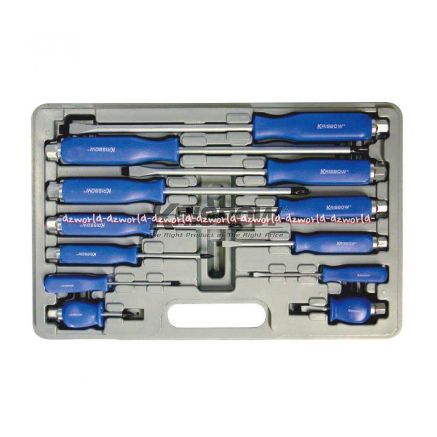 Krisbow Screwdriver Set 12pcs Perkakas Mekanik Set Obeng 1set Screw Driver Membuka Mengencangkan Baut Kris Bow