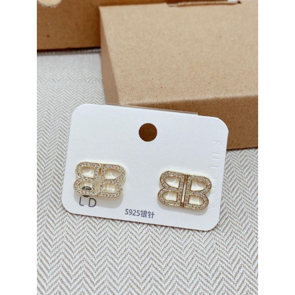 Anting Silver925 perak Platgold mata kilau Branded Premium Quality Anti karat anti alergi R2828