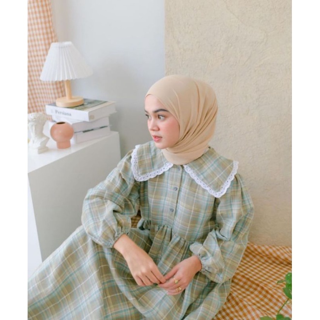 BOOKED SABINE DRESS PLAID OLIVE BY HAIDEEORLIN