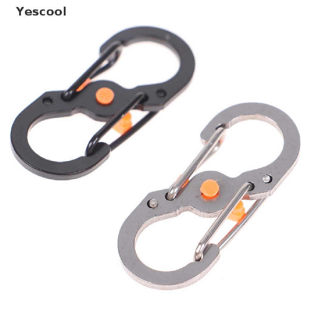 Yescool Outdoor Camping Carabiner Keychain with Lock 8 Shaped S Buckle Climbing Clip .