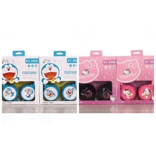 headset bando karakter KT-3158 doraemon dan helokitty