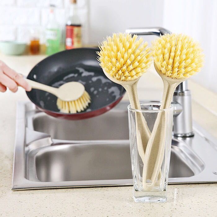 Sikat Pembersih Multifungsi / sikat pembersih dapur kuali / sikat wastafel / Sikat Gagang Panjang Bentuk Bulat SERBAGUNA Sikat Panci Pembersih Sudut Kloset WC Cuci Piring / Pencuci Peralatan Dapur / Kitchen Brush Pot Cleaning Tool Dishwashing Wood Brush