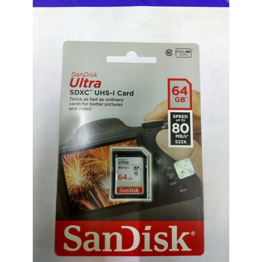 SANDISK ULTRA SDXC UHS-1 CARD 64GB SPEED UP TO 80MBPS