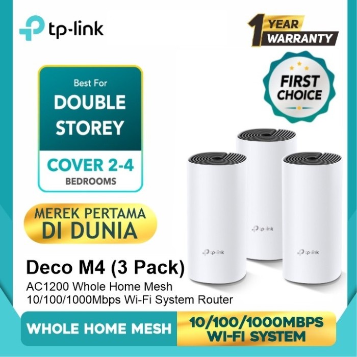 TP-LINK Deco M4 AC1200 3Pack Whole Home Mesh WiFi System isi 3pcs