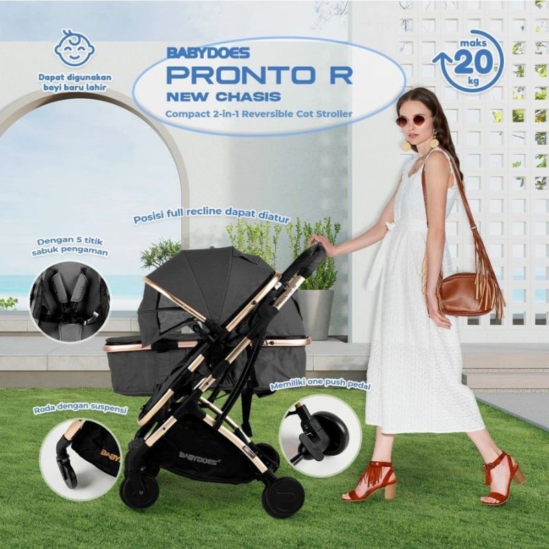 Makassar - Stroller Bayi Babydoes Stroller CH 2222 Pronto R Cabin Size Reversible Kereta Dorong Bayi