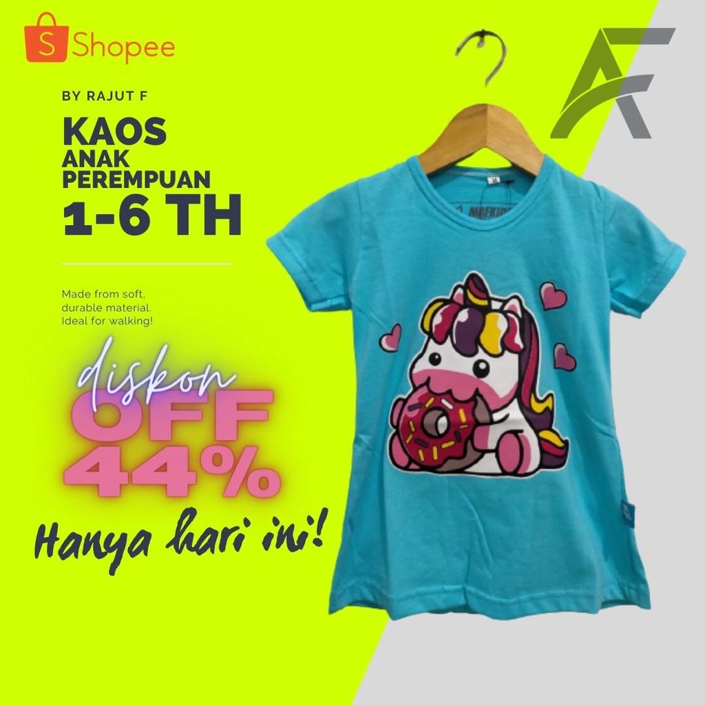 KAOS ANAK PEREMPUAN 1-6 TAHUN MOTIF UNICORN EAT