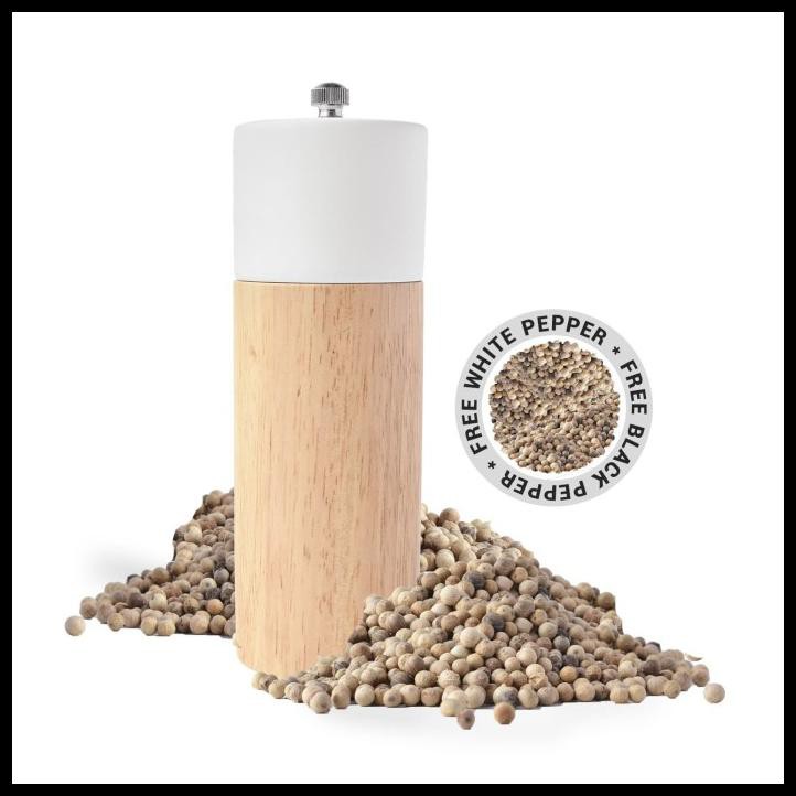 

Hot Deal Classic Wooden White Grinder Free Whole White Pepper