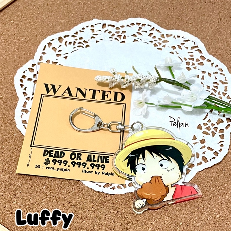 Gantungan kunci One Piece luffy zoro sanji clear double side 6cm bening besar keychain anime