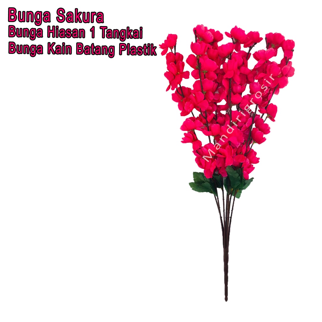 Bunga Hiasan *Bunga Sakura * Bunga Kain Batang Plastik *1 Tangkai