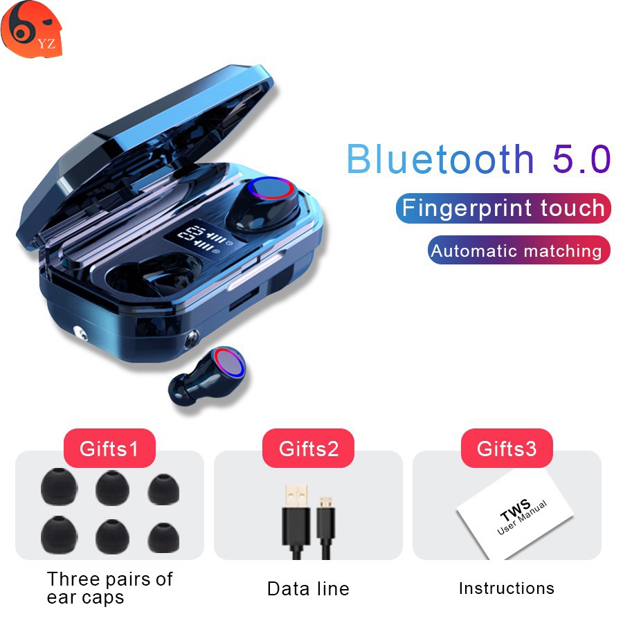 ⚡YZ Headset Wireless Bluetooth Earphone 5.0 Model F9-M12 Binaural Dengan Layar Sentuh Dan Baterai COD