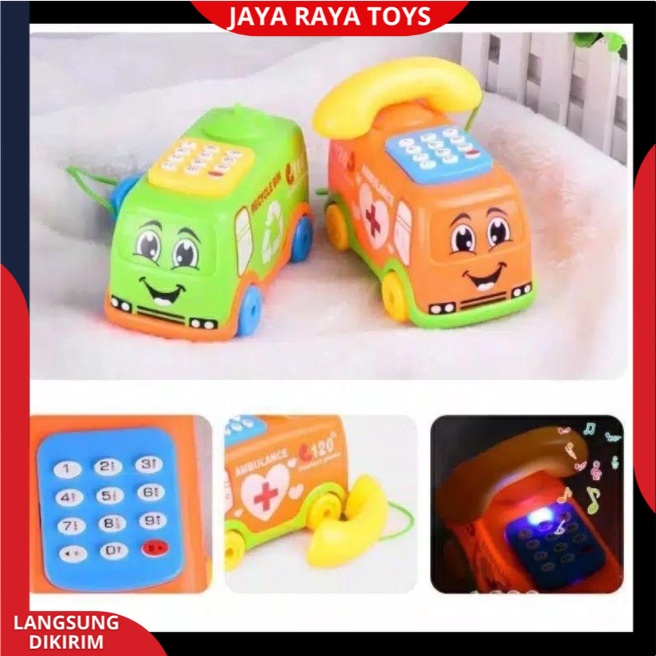 Mainan Edukasi Anak Music Bus Telephone Bentuk Bis Ada Lampu dan Musik terbaru