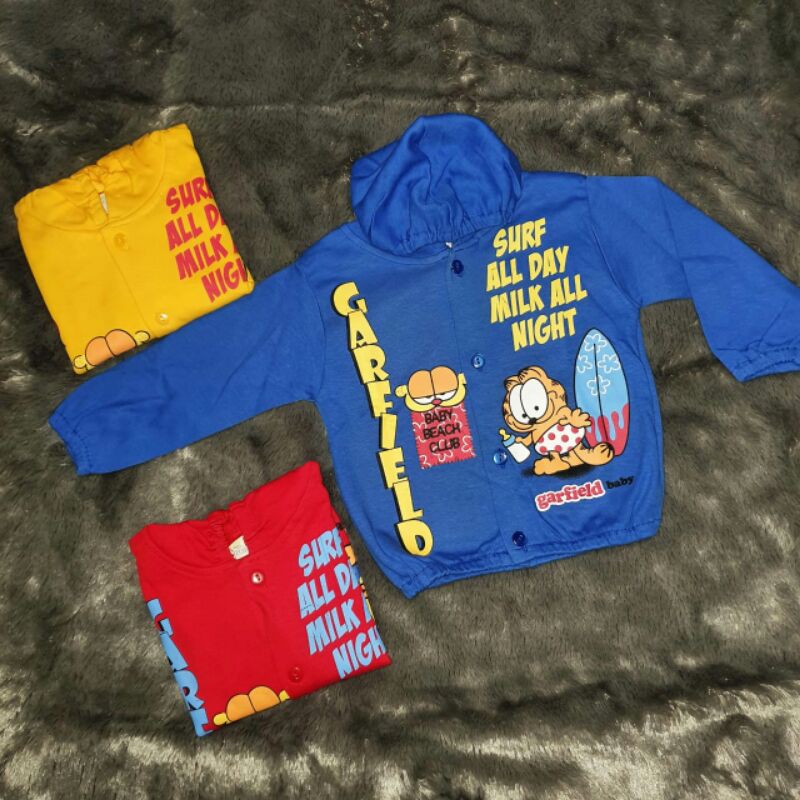 atasan lengan panjang kancing depan topi all size umur 3-6 bln (213087)