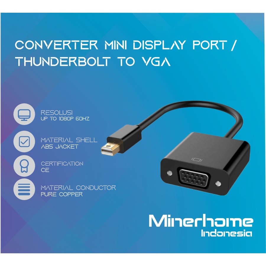 Converter Adapter Mini Display Port / Thundebolt to VGA High Quality