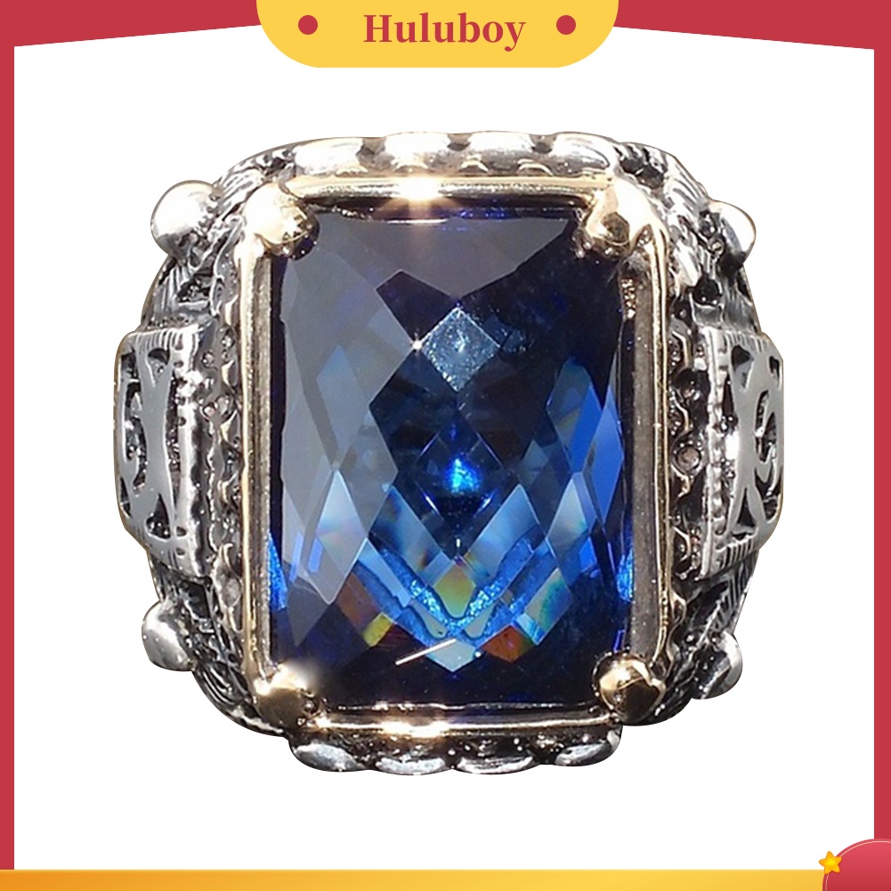 Hu Hu Hu Hu Hu Alat Bantu Pasang Kacamata♡ Cincin Pria Hias Cubic Zircon Bentuk Persegi Gaya Mewah Untuk Pestabanquethadiah