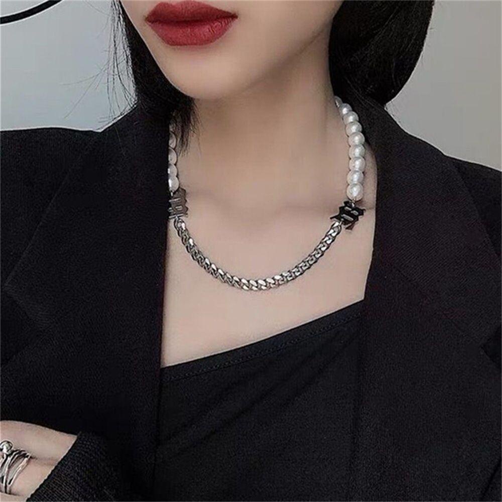 Top Mutiara Jahitan Kalung Baru Hip Hop Jump Di Rantai Perhiasan Menarik Punk Kalung Choker