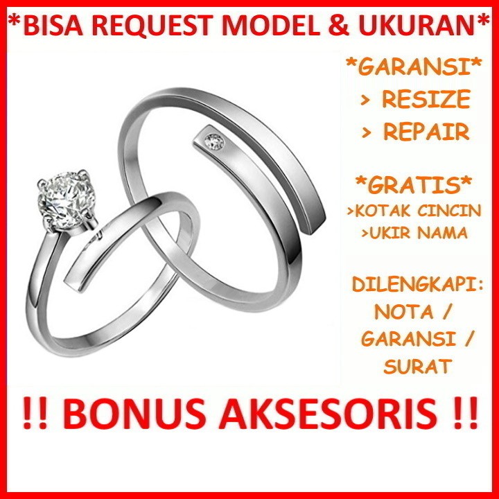 Gratis Ukir Nama Garansi Silver Asli Bisa Pesan Model Cincin Kawin Couple Perak Tunangan Nikah Id531