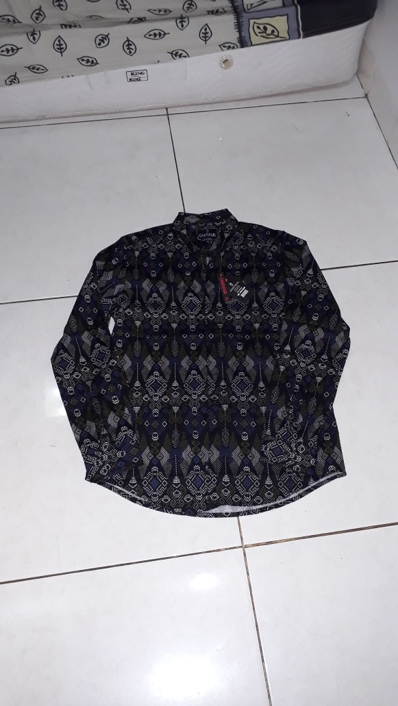 Babedo Kemeja Batik Slimfit Pria Motif Black Torpedo Lengan Panjang Premium
