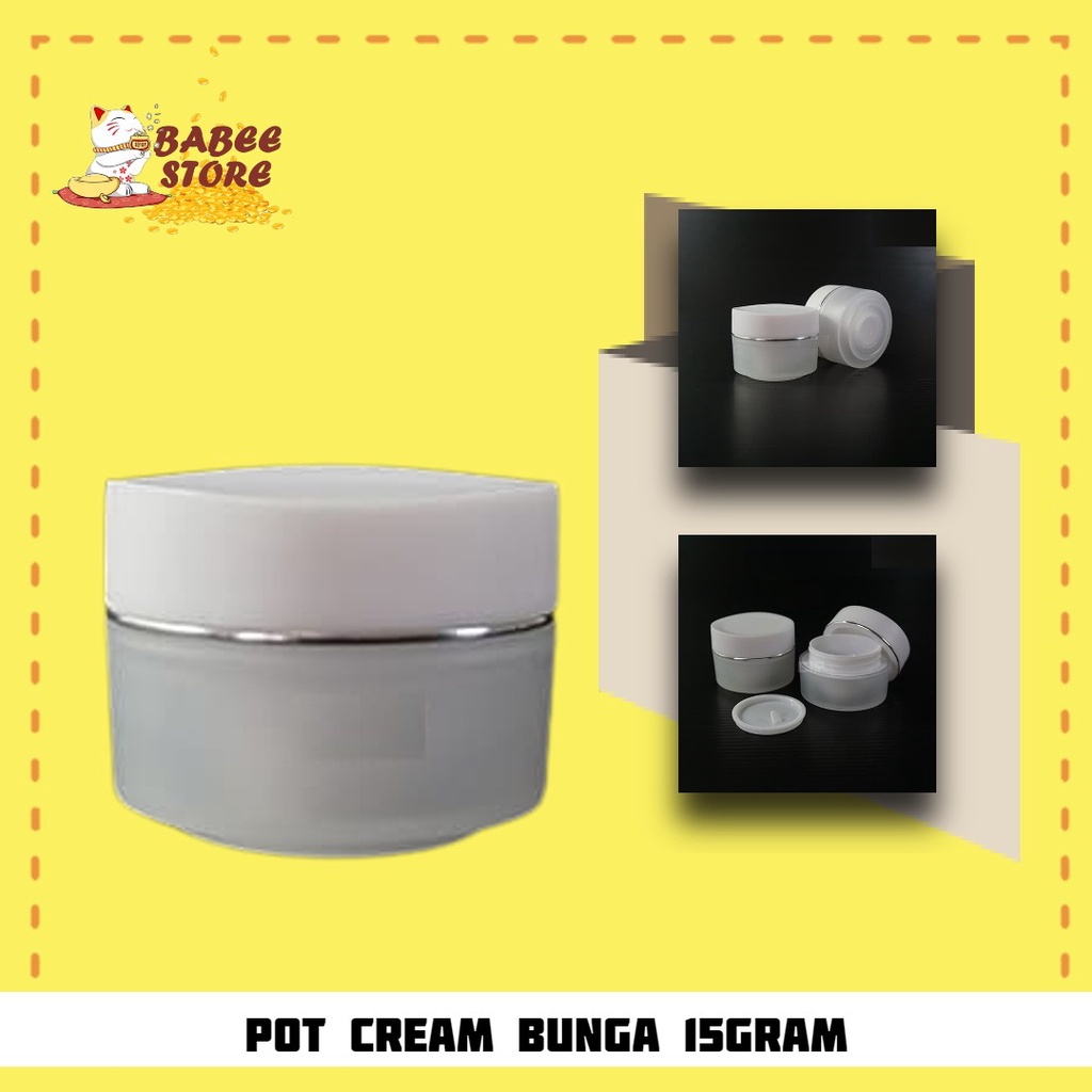 BABEE - POT CREAM PP BUNGA 15GRAM PUTIH / POT KOSMETIK 15GR / WADAH KOSMETIK