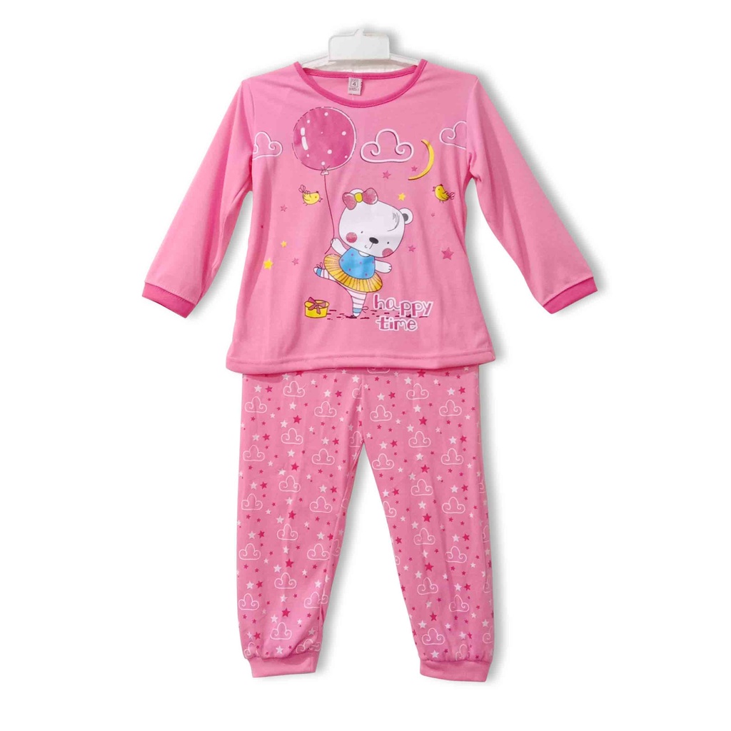 Stelan Baju Tidur Piyama Anak Lengan Panjang baju tidur anak Verymoda-Happy Time PINK