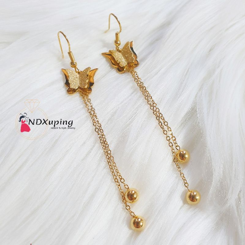 Anting Juntai Kupu Kupu Titanium Dewasa Gold N24062202