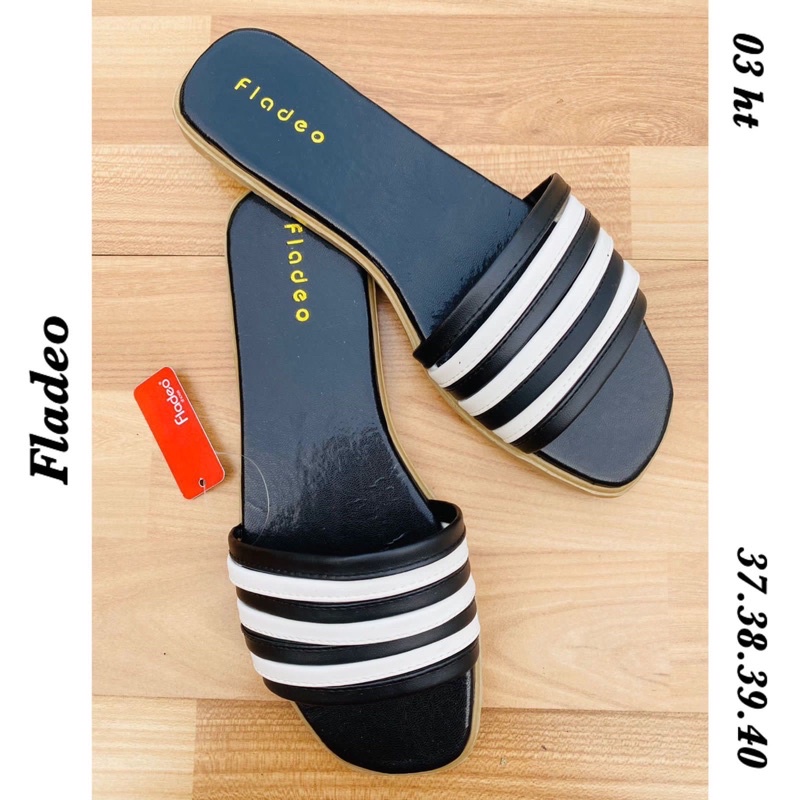 Sandal hitam putih fladeo