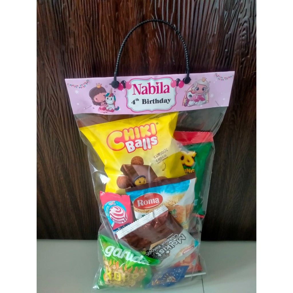 Plastik  Goodie Bag /Plastik Snack birthday/Label snack ulang tahun Unicorn-1