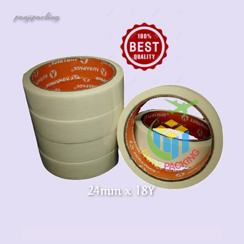 

MASKING TAPE 24MM X 18Y LAKBAN KERTAS 1 Inch AURAPACK BEST QUALITY