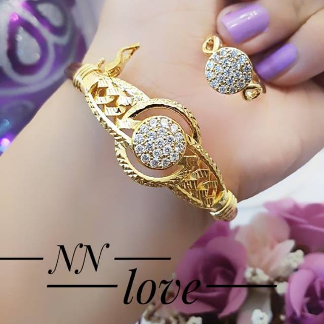 Xuping gelang plus cincin lapis emas 24k