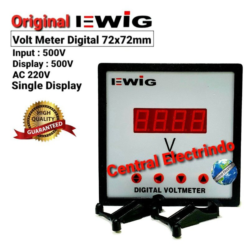 Volt Meter Digital LED 72x72mm E294U Single Dislplay EWIG.