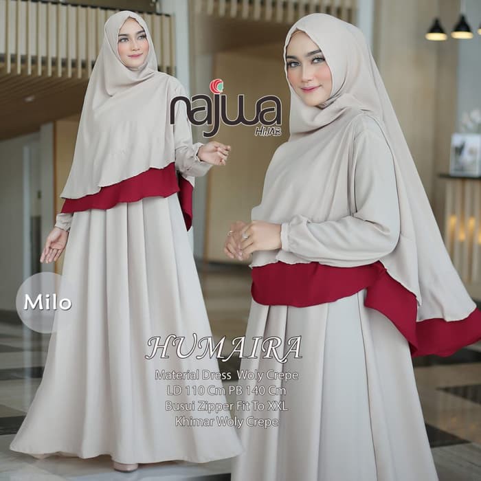 Gamis + Khimar Humaira Syar'i Ori Najwa Longdress Maxi