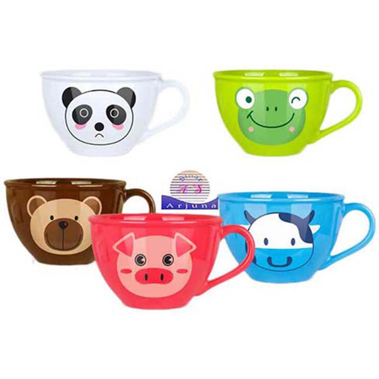 mug mangkok KARAKTER LUCU PLUS jumbo 600ml tebal