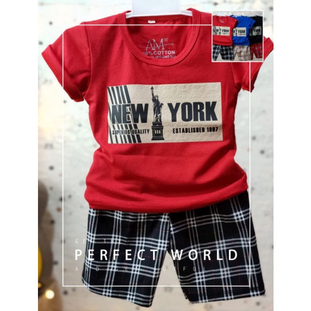 Setelan anak laki-laki&quot;NEW YORK&quot; Size 1-5th bahan Ducati Katun Spandek Premium