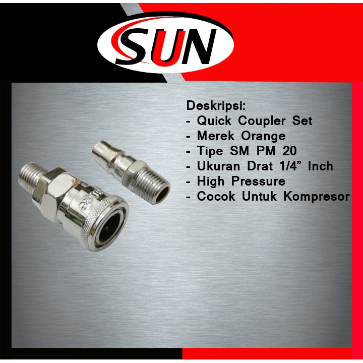 Sambungan Kompresor Angin Quick Coupler Set Sm Pm 20 1/4  Inch