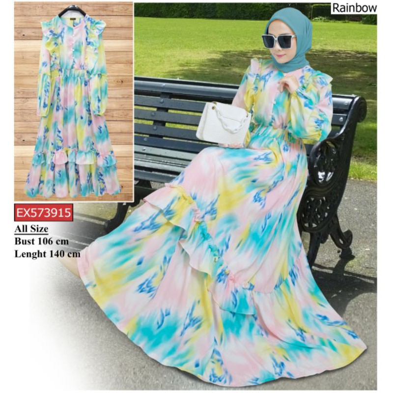 Maxi dress pelangi abstrak by Extu