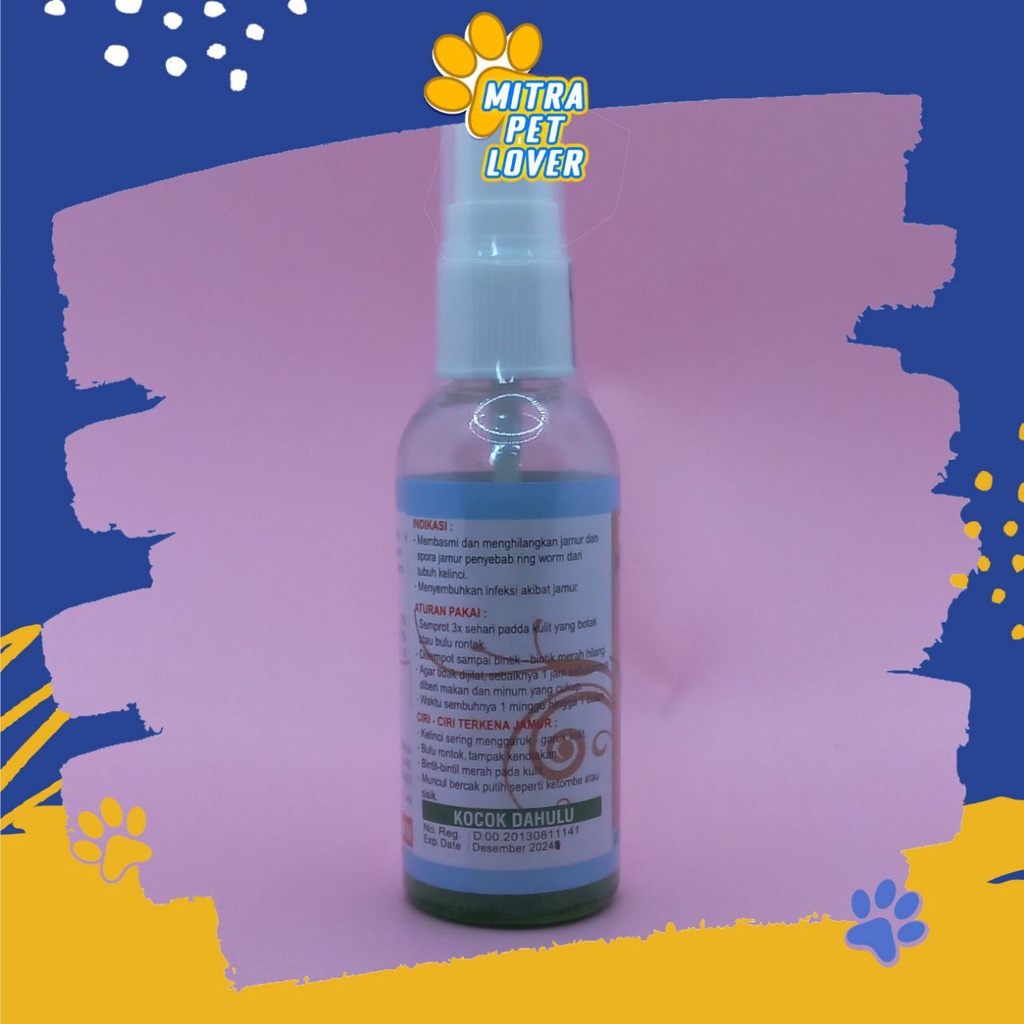 OBAT ANTI JAMUR KELINCI - FUNGI K SPRAY 60ML ORIGINAL - CAIRAN SEMPROT ATASI JAMUR GATAL RABBIT AMPUH AMAN SEHAT - ANTI KETOMBE , BOTAK &amp; LUKA INFEKSI - MURAH ASLI - GARANSI - KUALITAS PET ANIMAL TAMASINDO VITAMIN HEWAN BINATANG PELIHARAAN MITRAPETLOVER