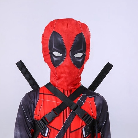 Anak-anak Anak Laki-laki Kostum Deadpool dengan Tas Topeng Superhero Cosplay Suit Bodysuit