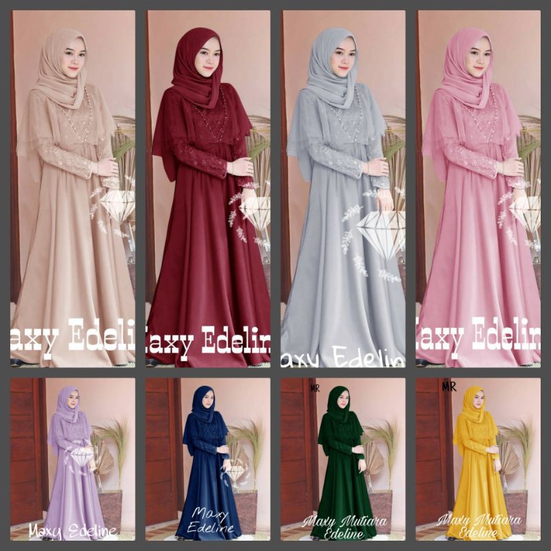 CP EDWARD COUPLE KEMEJA MAXY EDELINE GAMIS DRESS MUSLIM MUTIARA VELVET ( MAXY 3 UKURAN L XL XXL) MR