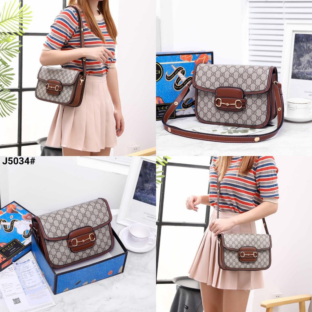 Tas Wanita Gucci 1955 Horsebit Pvc Shoulder Bags Include Box Gucci J5034