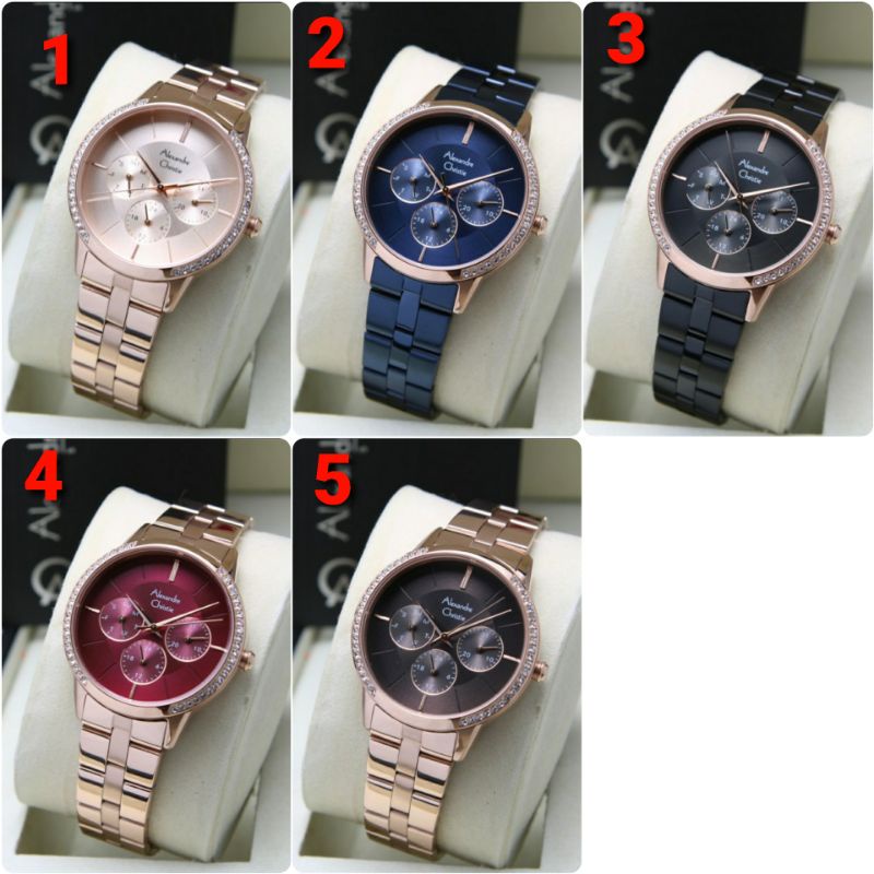 ORIGINAL GARANSI RESMI 1 TAHUN JAM TANGAN WANITA ALEXANDRE CHRISTIE RANTAI STAINLESS STEEL ARLOJI WA