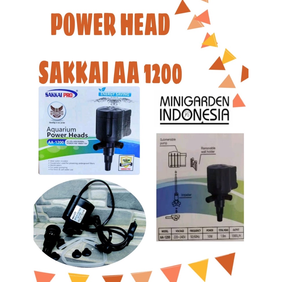 POWER HEADS AQUARIUM SAKKAI PRO AA-1200 pompa air celup filter