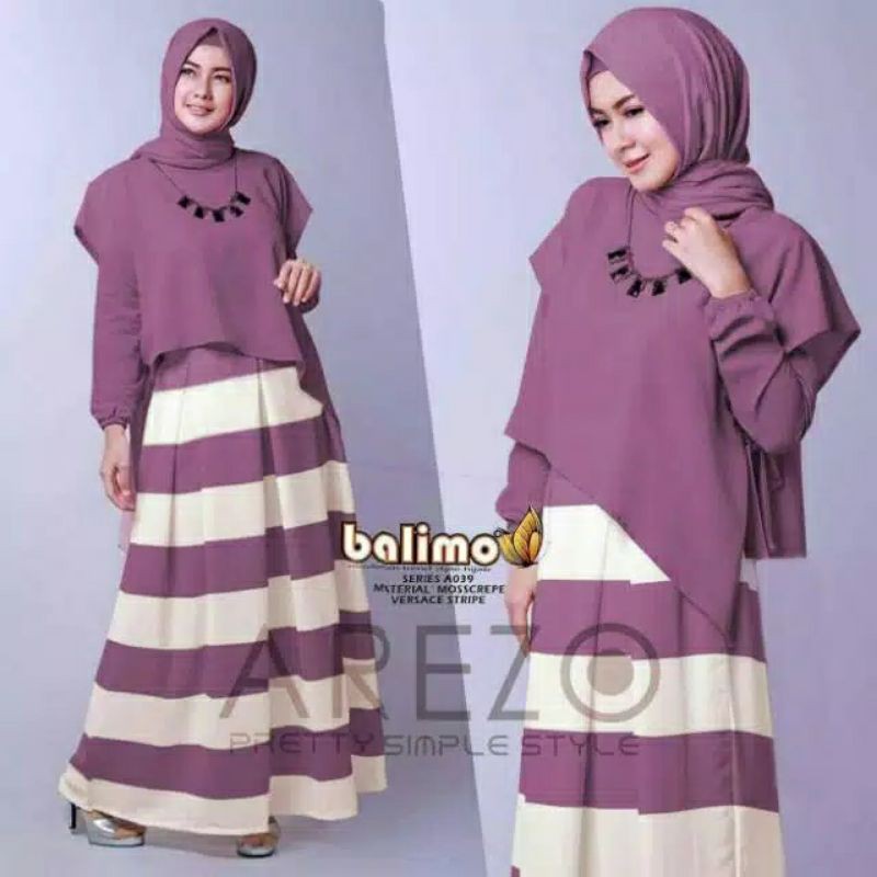 Gamis Arezo 3in1 / gamis balimo 3in1/ stelan gamis hijab murah / gamis remaja tosca, mint, maroon