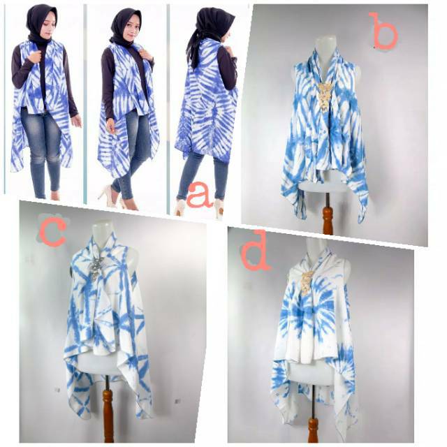 Vest Outer Hoodie Batik Shibori