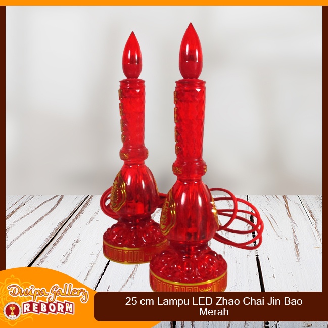 Lampu Sembahyang Altar Merah LED Zhao Chai Jin Bao 25cm