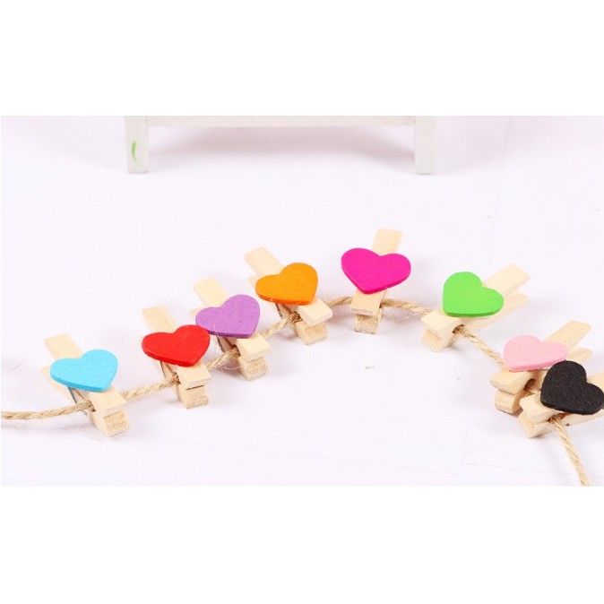 Grosir - H267 Wooden Clip Mini Bentuk Love/Jepitan Kayu Love Ukuran 3cm * 0.3cm / Untuk Tumblr Light