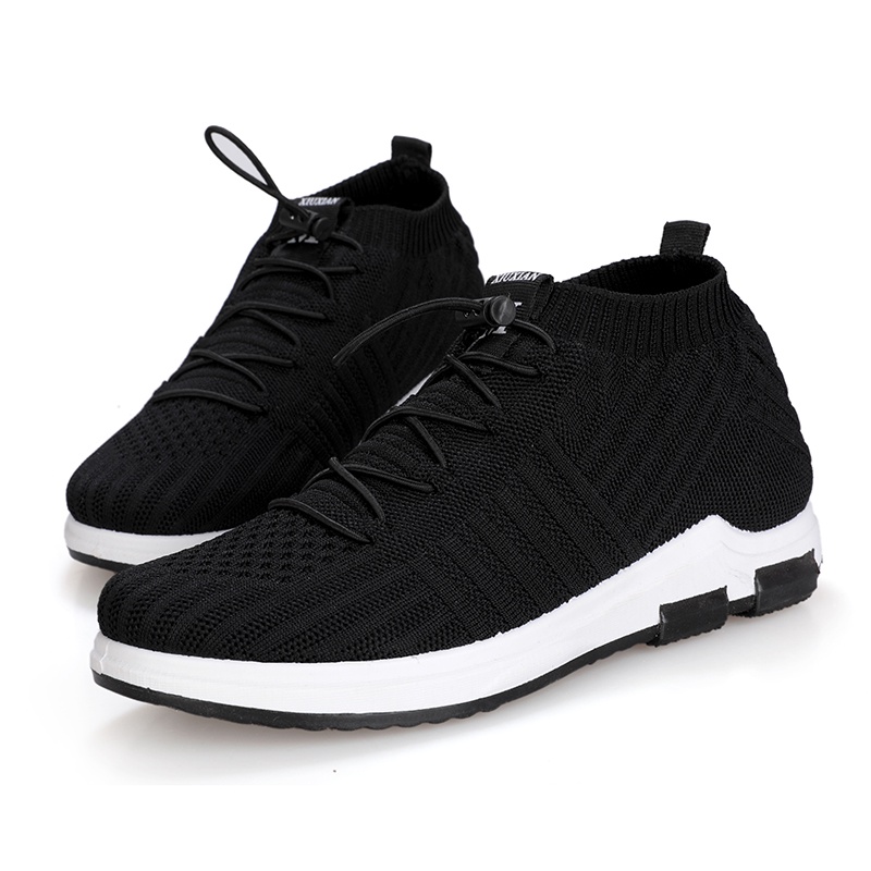 Leedoo Sepatu Pria Sneakers Slip On Casual Sport Running Shoes Hitam Polos MR102-1