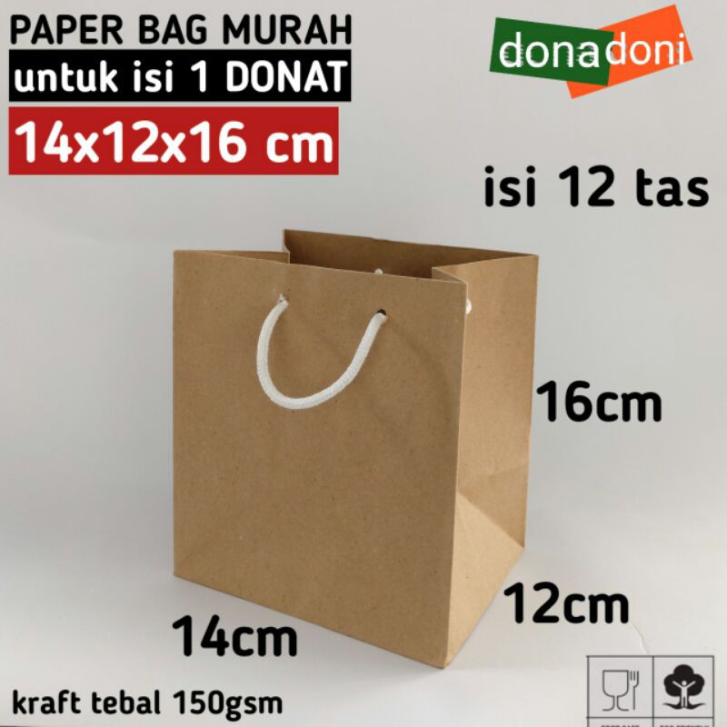 

isi 12 paperbag 14x12x16 kantong tas kertas polos paper bag coklat souvenir